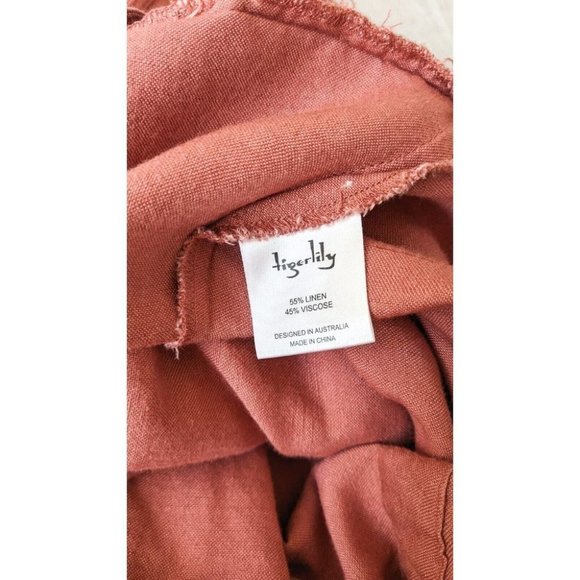 Tigerlily Aliki Pink Linen Blend Wrap Mini Dress With Buckle Size 8 - Picture 11 of 12